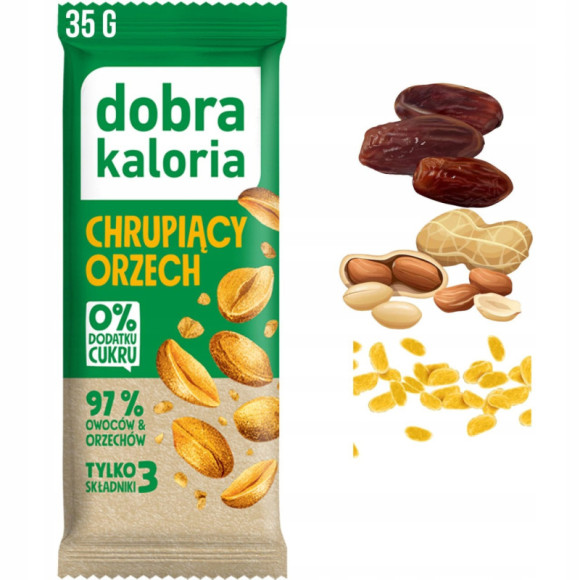 BATON CHRUPIĄCY ORZECH 35g TYLKO 3 składniki BEZ CUKRU wege DOBRA KALORIA BATON CHRUPIĄCY ORZECH 35g TYLKO 3 składniki BEZ CUKRU wege DOBRA KALORIA