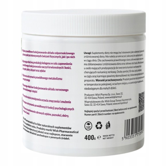 MAGNEZ cytrynian + DZIKA RÓŻA + WIT. C 1000mg w proszku