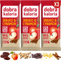 BATON JABŁKO & CYNAMON 3x35g 105g WEGE 6 składników BEZ CUKRU DOBRA KALORIA