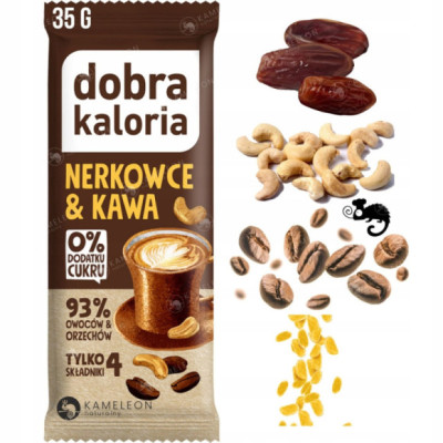 BATON NERKOWCE & KAWA 35g WEGE PRZEKĄSKA BEZ CUKRU 5 składnik DOBRA KALORIA