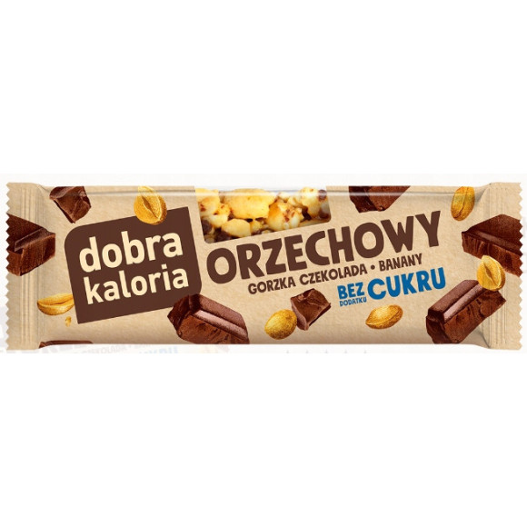 BATON ORZECHOWY gorzka czekolada +banany +orzeszki ziemne 30g DOBRA KALORIA