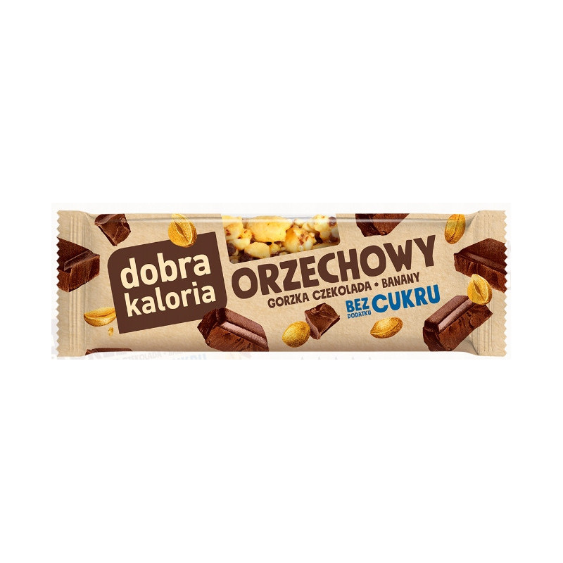BATON ORZECHOWY gorzka czekolada +banany +orzeszki ziemne 30g DOBRA KALORIA