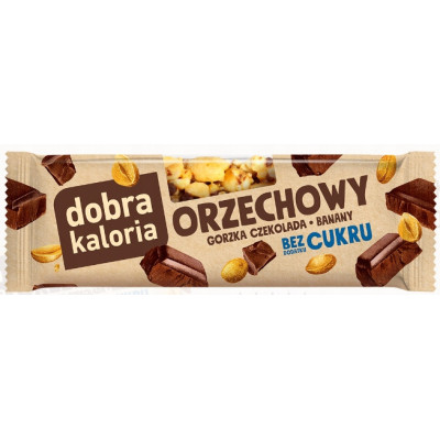 BATON ORZECHOWY gorzka czekolada +banany +orzeszki ziemne 30g DOBRA KALORIA