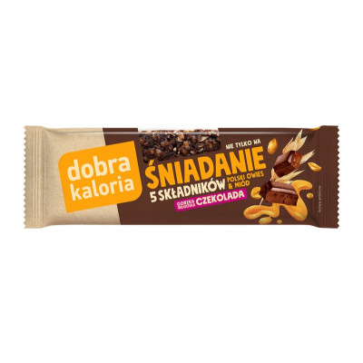 BATON śniadanie OWIES + MIÓD + GORZKA CZEKOLADA + ORZECHY 40g DOBRA KALORIA