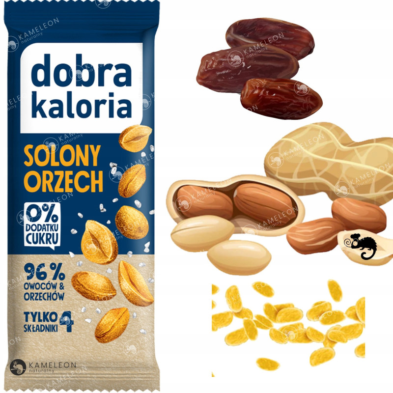 BATON WEGAŃSKI przekąska SOLONY ORZECH bez cukru DOBRA KALORIA 35x10 0,35KG
