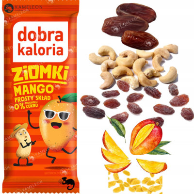 BATON ZIOMKI 32g MANGO NERKOWIEC bez cukru Prosty Skład DOBRA KALORIA