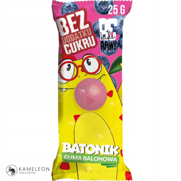 BE RAW KIDS BATON batonik bez cukru GUMA BALONOWA dla dzieci 25g x 15sztuk BE RAW KIDS BATON batonik bez cukru GUMA BALONOWA dla dzieci 25g x 15sztuk