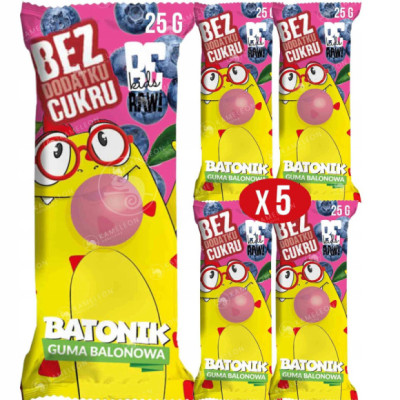 BE RAW KIDS BATON DLA DZIECIbatonik bez cukru GUMA BALONOWA 25g x5 125G