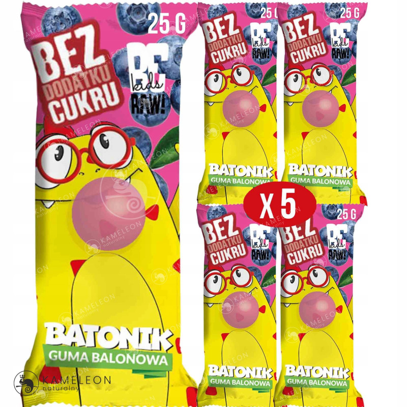 BE RAW KIDS BATON DLA DZIECIbatonik bez cukru GUMA BALONOWA 25g x5 125G