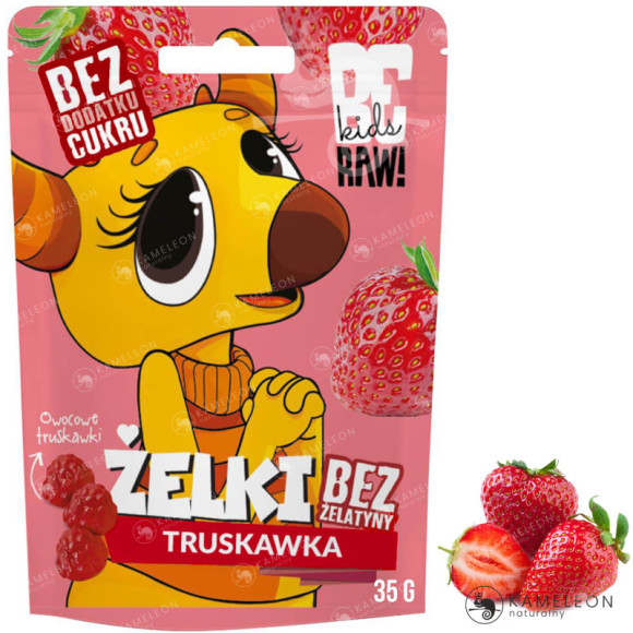 BE RAW KIDS żelki bez żelatyny bez cukru TRUSKAWKA owocowe truskawki 35G BE RAW KIDS żelki bez żelatyny bez cukru TRUSKAWKA owocowe truskawki 35G
