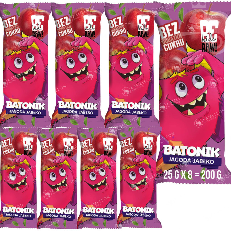 BE RAW! KIDS BATON DLA DZIECI  JAGODA JABŁKO