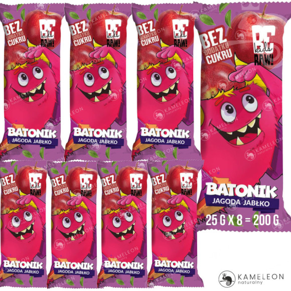 BE RAW! KIDS BATON DLA DZIECI JAGODA JABŁKO BE RAW! KIDS BATON DLA DZIECI JAGODA JABŁKO