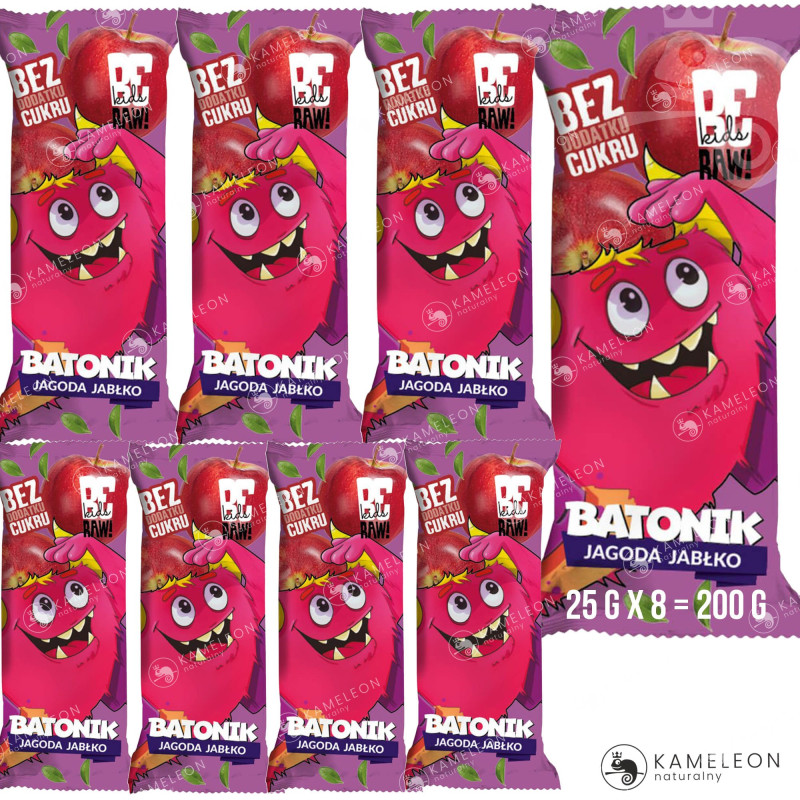 BE RAW! KIDS BATON DLA DZIECI  JAGODA JABŁKO