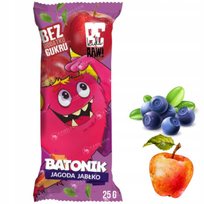 BE RAW! KIDS BATON bez cukru JAGODA JABŁKO 