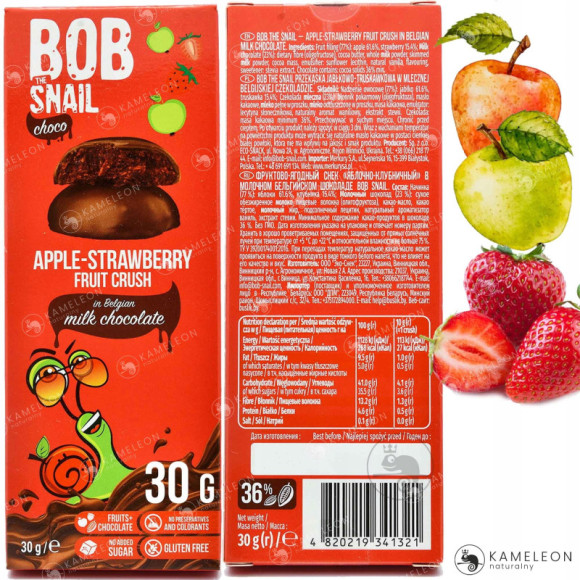 BOB SNAIL CHOCO Kids PRZEKĄSKA OWOCOWA W CZEKOLADZIE 30G 4szt MIX SMAKÓW BOB SNAIL CHOCO Kids PRZEKĄSKA OWOCOWA W CZEKOLADZIE 30G 4szt MIX SMAKÓW
