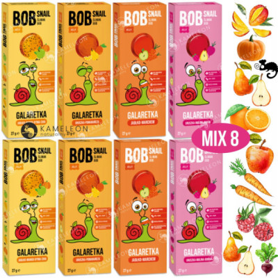 BOB SNAIL JELLY GALARETKA mix smaków MANGO GRUSZKA MARCHEW MALINA 27G x8