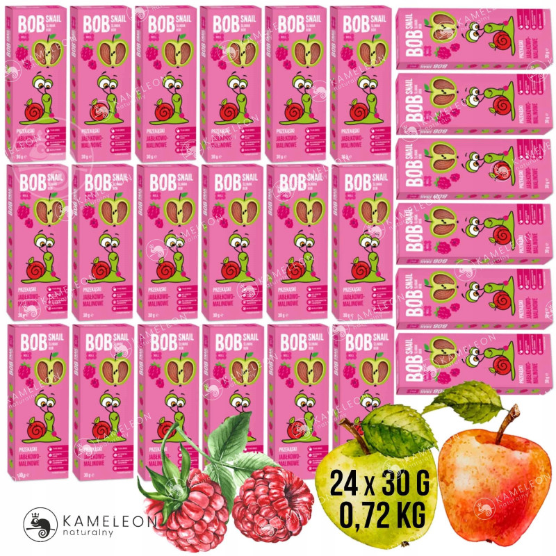 BOB SNAIL PRZEKĄSKA JABŁKO-MALINA 30G x24szt 0,72KG
