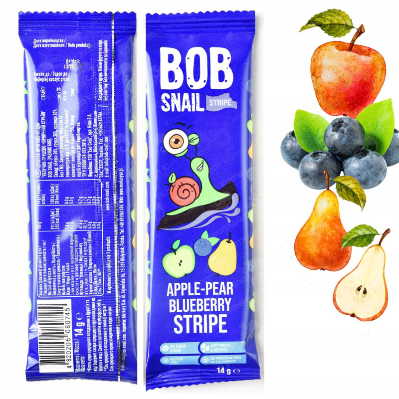BOB SNAIL PRZEKĄSKA JABŁKOWO-GRUSZKOWO-BORÓWKOWA Jabłko Gruszka Borówka 14G