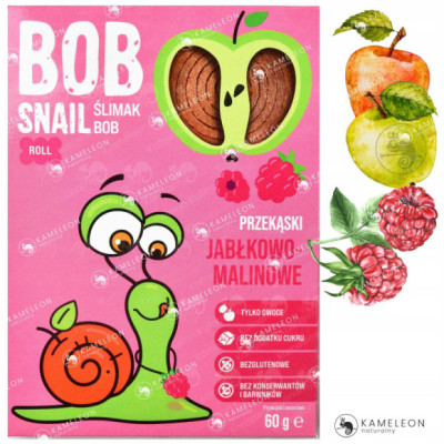 BOB SNAIL PRZEKĄSKA OWOCOWA 100% OWOCE bez cukru JABŁKO MALINA MALINOWA 60G