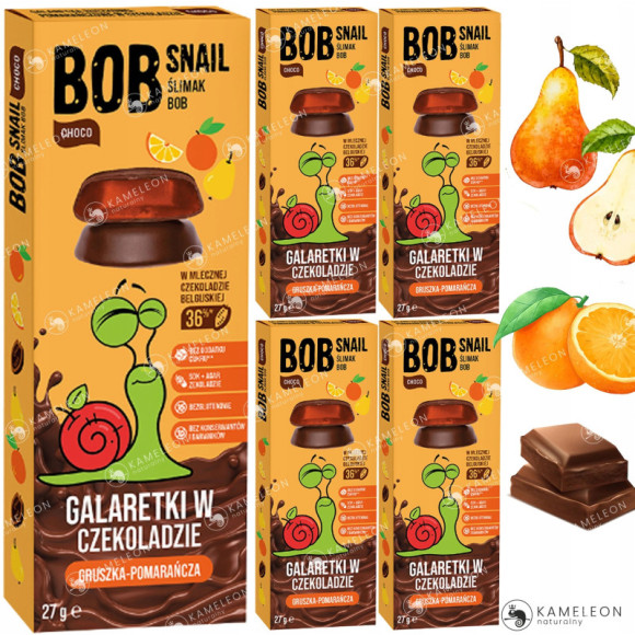 BOBSNAIL PRZEKĄSKA OWOC BEZ CUKRU GRUSZKA POMARAŃCZA w CZEKOLADZIE 27g x5 BOBSNAIL PRZEKĄSKA OWOC BEZ CUKRU GRUSZKA POMARAŃCZA w CZEKOLADZIE 27g x5