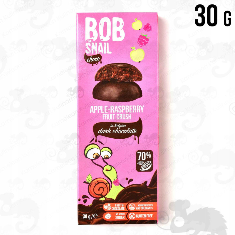 BOBSNAIL PRZEKĄSKA OWOCOWA BEZ CUKRU JABŁKO-MALINA w CZEKOLADZIE 30g x5
