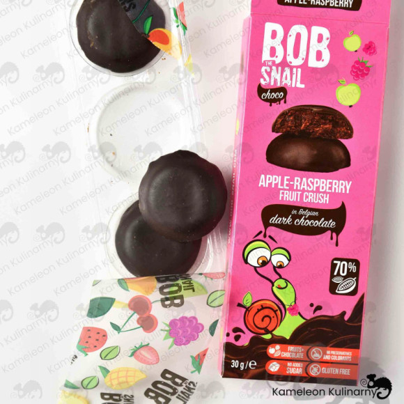 BOBSNAIL PRZEKĄSKA OWOCOWA BEZ CUKRU JABŁKO-MALINA w CZEKOLADZIE 30g x5