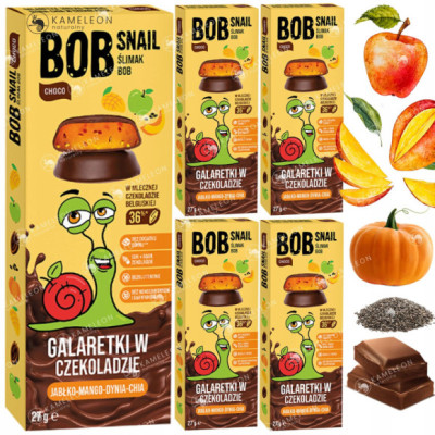 BOBSNAIL PRZEKĄSKA OWOCOWA GALARETKA JABŁKO MANGO DYNIA CHIA CZEKOLADA 27x5