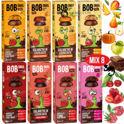 BOBSNAIL PRZEKĄSKA OWOCOWA W CZEKOLADZIE CZEKOLADA MIX SMAKÓW 8szt 231G