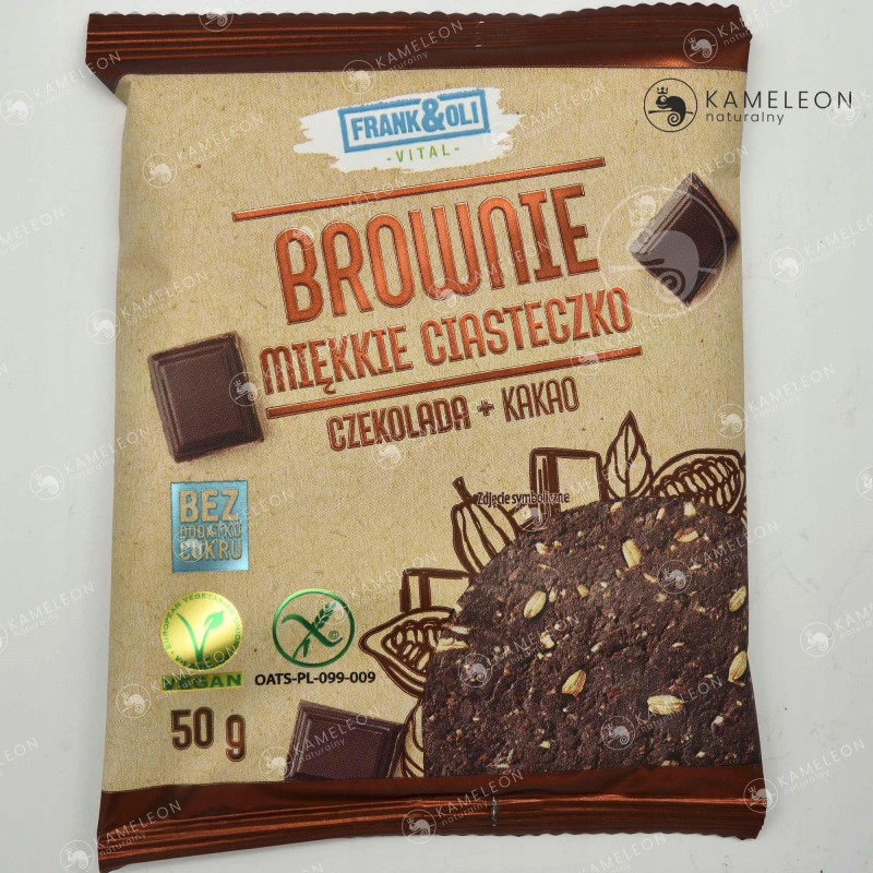 BROWNIE WEGAŃSKIE wege MIĘKKIE CIASTECZKO bez cukru CZEKOLADA + KAKAO 50G