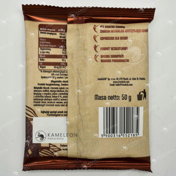 BROWNIE WEGAŃSKIE wege MIĘKKIE CIASTECZKO bez cukru CZEKOLADA + KAKAO 50G BROWNIE WEGAŃSKIE wege MIĘKKIE CIASTECZKO bez cukru CZEKOLADA + KAKAO 50G