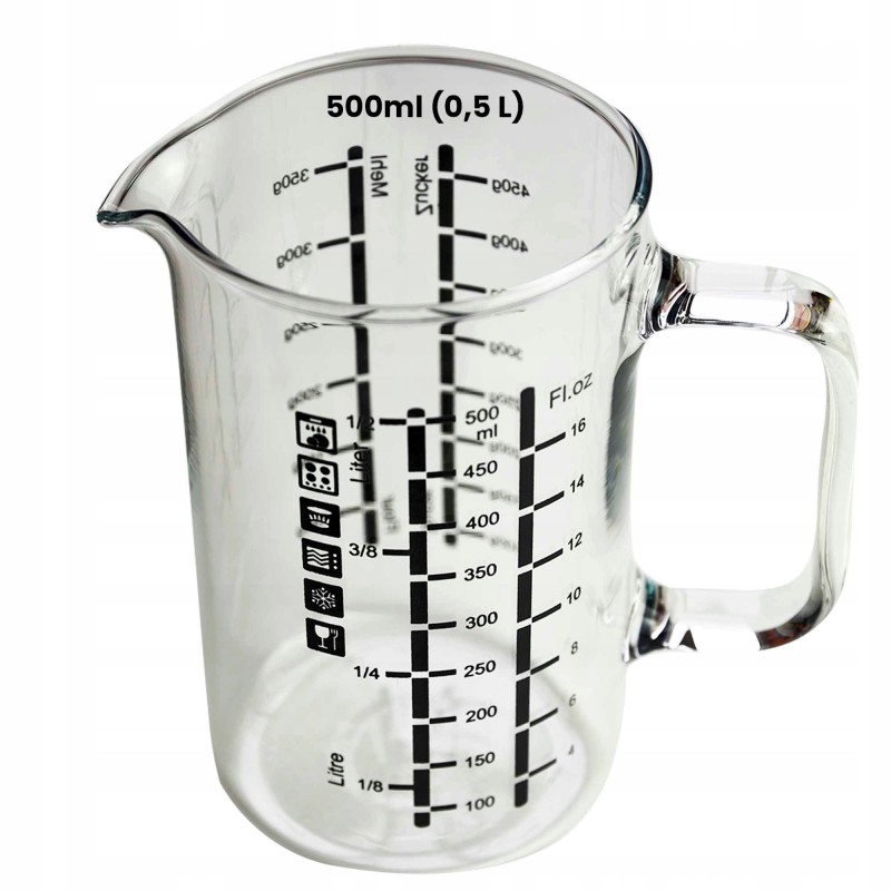 DZBANEK SZKLANY do gotowania mierzenia MIARKA 0,5L