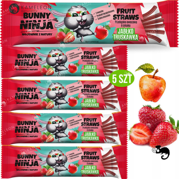 BUNNY NINJA przekąska owocowa MIX SMAKÓW LISTKI Mango Malina Truskawka x15 BUNNY NINJA przekąska owocowa MIX SMAKÓW LISTKI Mango Malina Truskawka x15