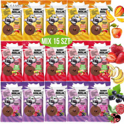 BUNNY NINJA przekąska owocowa MIX SMAKÓW Truskawka Mango Porzeczka x15 225G