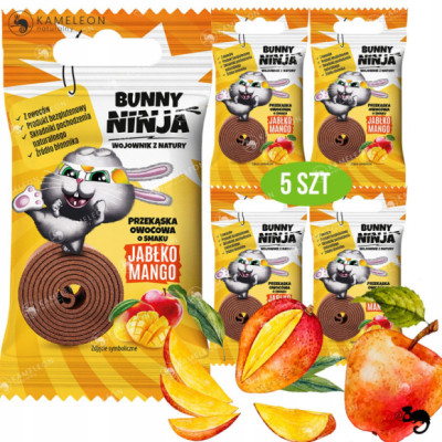 BUNNY NINJA ROLLS przekąska owocowa bez cukru JABŁKO MANGO 15G x5 75G
