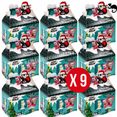 BUNNY NINJA ŚWIĄTECZNY ZESTAW ŚWIĘTA CHRISTMAS PRZEKĄSKA OWOCOWA 13szt x 9!