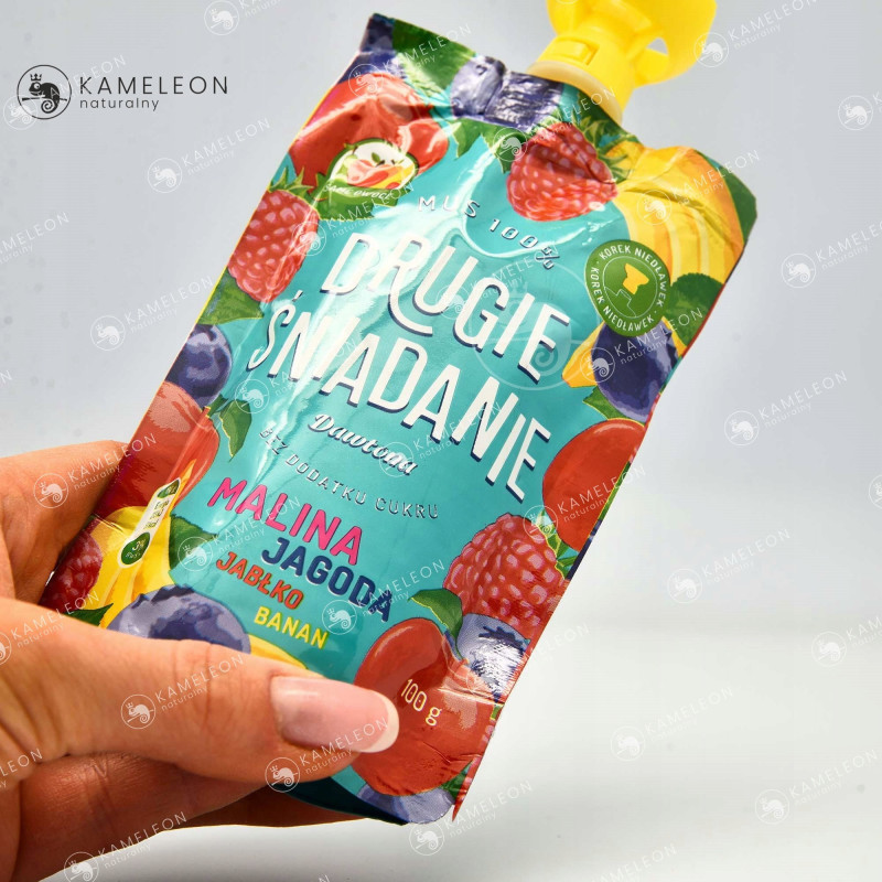Dawtona DRUGIE ŚNIADANIE MUS 100% OWOCOWY MALINA JAGODA JABŁKO BANAN 100G