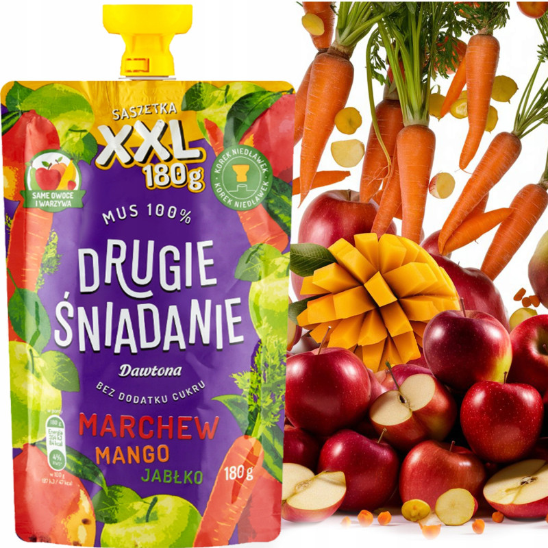 DAWTONA MUS OWOCOWY Drugie Śniadanie XXL MIX SMAKÓW x15 aż 2,7KG + LUNCHBOX