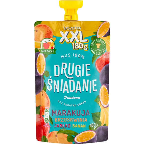 DAWTONA MUS OWOCOWY Drugie Śniadanie XXL MIX SMAKÓW x15 aż 2,7KG + LUNCHBOX DAWTONA MUS OWOCOWY Drugie Śniadanie XXL MIX SMAKÓW x15 aż 2,7KG + LUNCHBOX