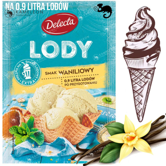 DELECTA LODY W PROSZKU mix 3 smaków WANILIA TRUSKAWKA SŁONY KARMEL na 2,7L DELECTA LODY W PROSZKU mix 3 smaków WANILIA TRUSKAWKA SŁONY KARMEL na 2,7L