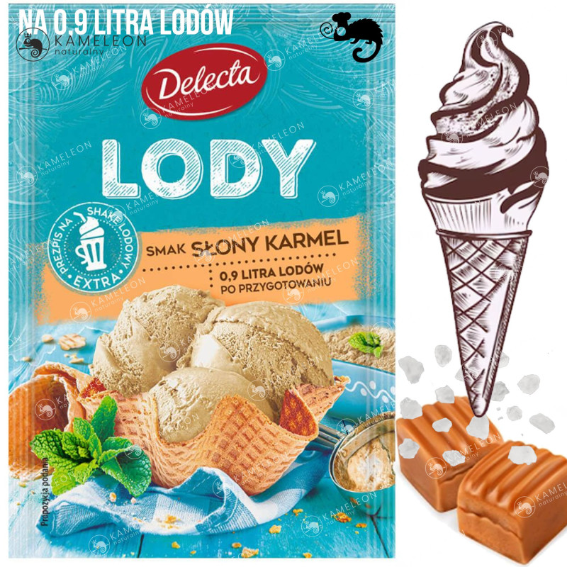 DELECTA LODY W PROSZKU mix 3 smaków WANILIA TRUSKAWKA SŁONY KARMEL na 2,7L