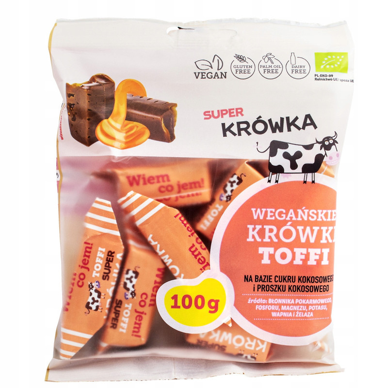 Eko KRÓWKI WEGAŃSKIE BEZMLECZNE TOFFI BEZ GLUTENU LAKTOZY 100g Super FUDGIO