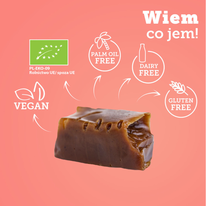 Eko KRÓWKI WEGAŃSKIE BEZMLECZNE TOFFI BEZ GLUTENU LAKTOZY 100g Super FUDGIO