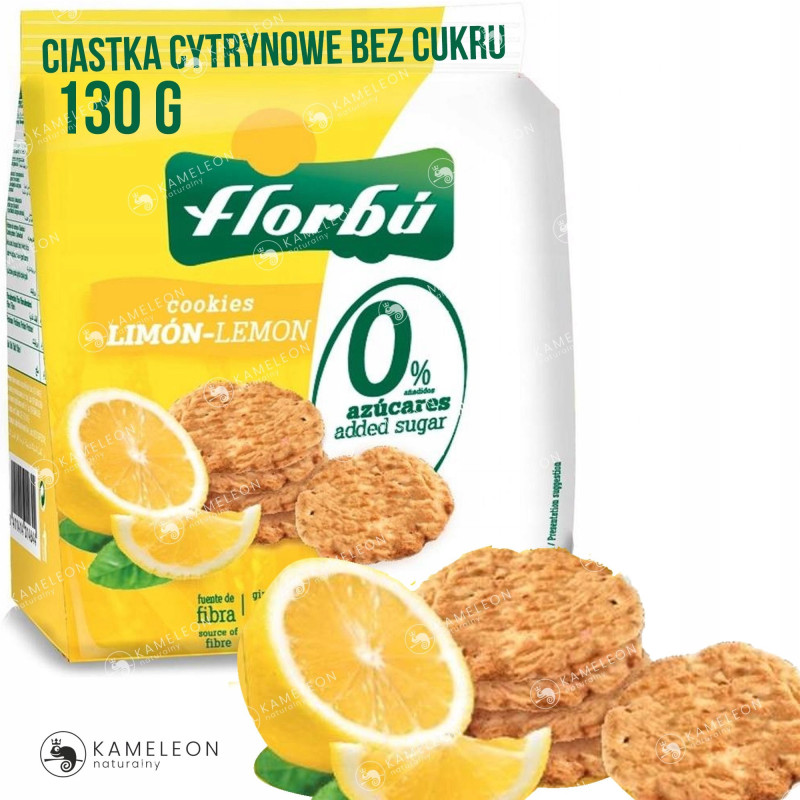 FLORBU Zdrowe Ciasteczka CIASTKA CYTRYNOWE BEZ CUKRU bogate w błonnik 130g