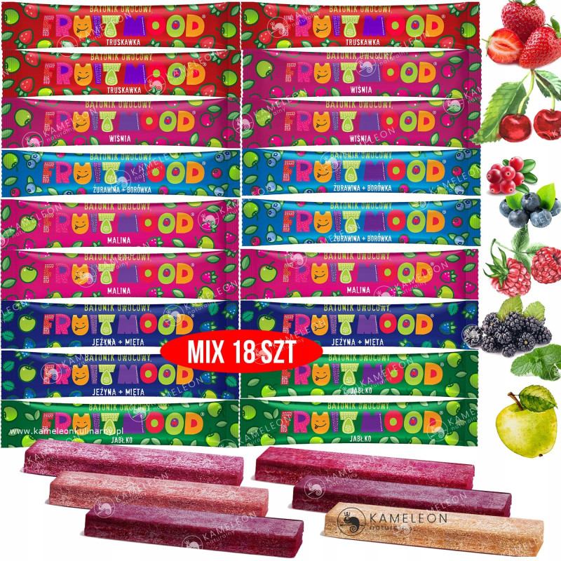 FRUIT MOOD batonik owocowy MIX SMAKÓW zestaw 18 batonów
