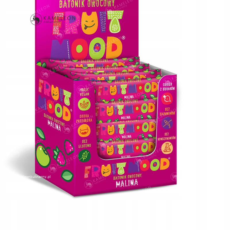 FRUIT MOOD wegański batonik owocowy bez gluteny 20g smak malinowy