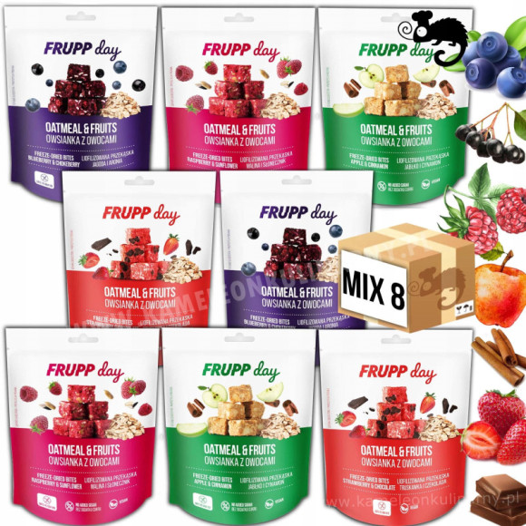 FRUPP DAY PRZEKĄSKA liofilizowana JAGODA MALINA TRUSKAWKA JABŁKO MIX 25g x8 FRUPP DAY PRZEKĄSKA liofilizowana JAGODA MALINA TRUSKAWKA JABŁKO MIX 25g x8