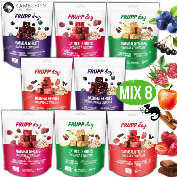 FRUPP DAY PRZEKĄSKA liofilizowana JAGODA MALINA TRUSKAWKA JABŁKO MIX 25g x8 FRUPP DAY PRZEKĄSKA liofilizowana JAGODA MALINA TRUSKAWKA JABŁKO MIX 25g x8