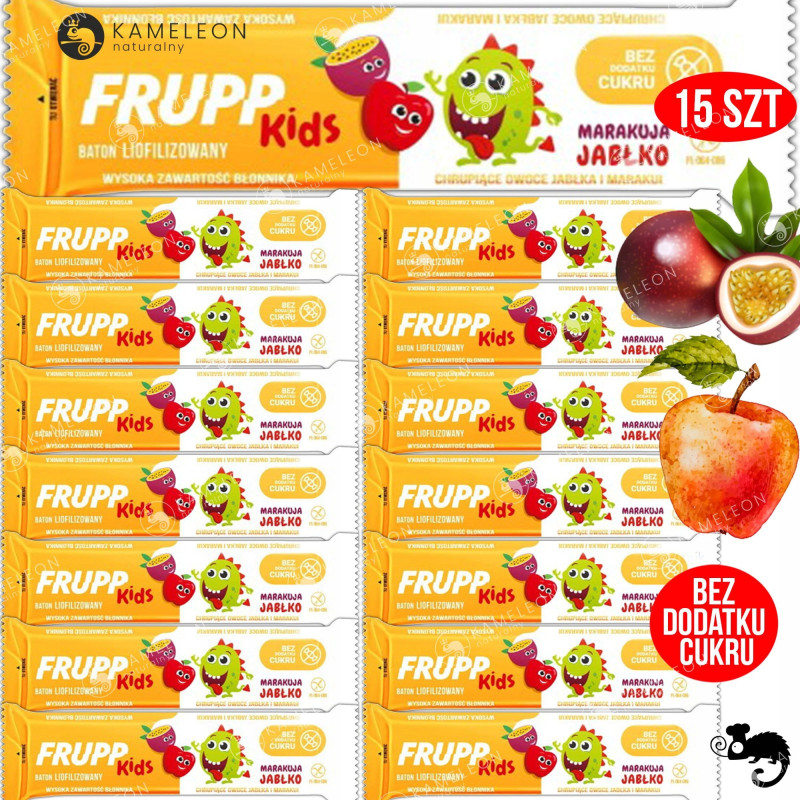 FRUPP Kids BATON LIOFILIZOWANY bez cukru glutenu JABŁKO MARAKUJA 9g x15szt