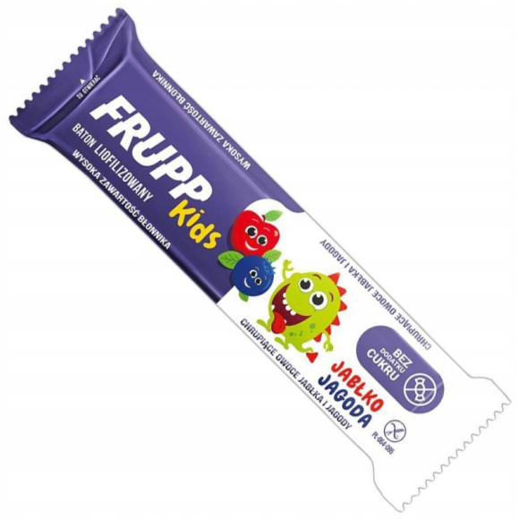 FRUPP Kids BATON LIOFILIZOWANY bez cukru JABŁKO JAGODA 9g x15szt FRUPP Kids BATON LIOFILIZOWANY bez cukru JABŁKO JAGODA 9g x15szt