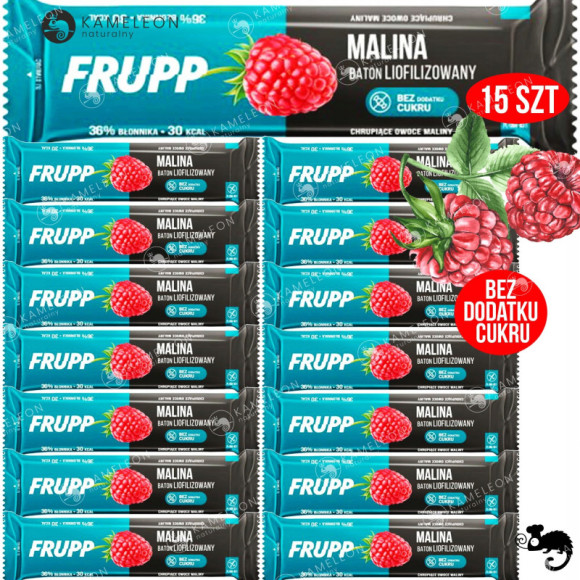 FRUPP MALINA wege BATON LIOFILIZOWANY Bez cukru Glutenu CELIKO 10g x15 150G FRUPP MALINA wege BATON LIOFILIZOWANY Bez cukru Glutenu CELIKO 10g x15 150G